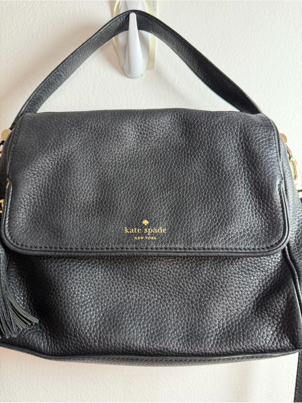 Kate Spade Chester Street Black Pebbled Leather Crossbody bag Satchel Tassel - Picture 5 of 14